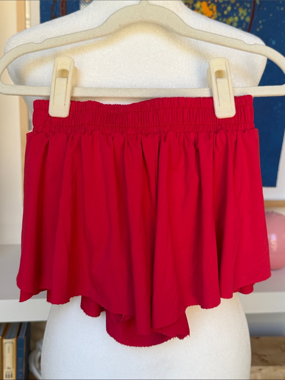 Azarhia- Girls' Elastic Waist Red Butterfly Shorts No Drawstring- Size:YS (6-7)